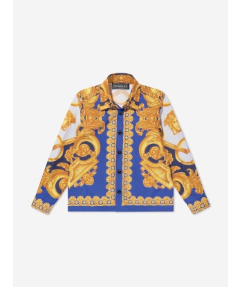 Versace Boys Barocco Shirt in Blue de votre