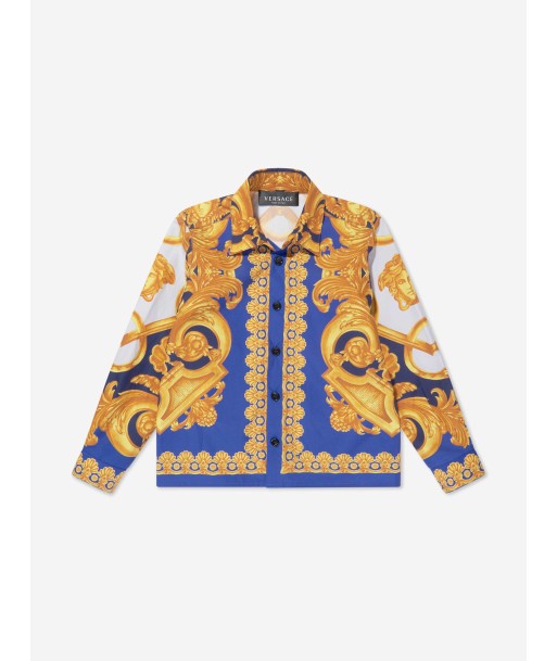 Versace Boys Barocco Shirt in Blue de votre