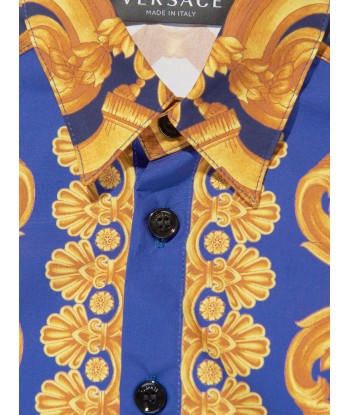 Versace Boys Barocco Shirt in Blue de votre