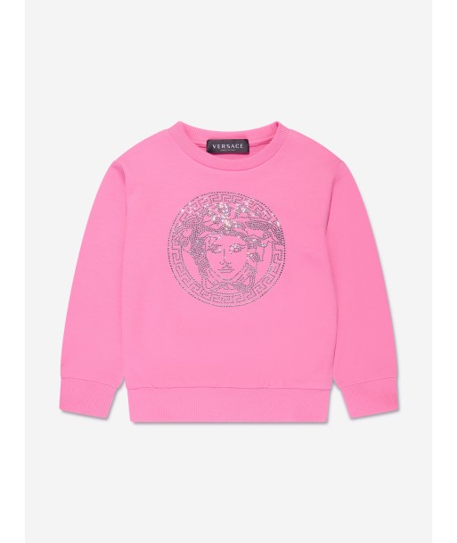 Versace Girls Crystal Logo Sweatshirt in Pink Livraison rapide