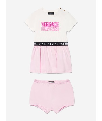 Versace Baby Girls Dress And Knickers Set in Pink prix pour 