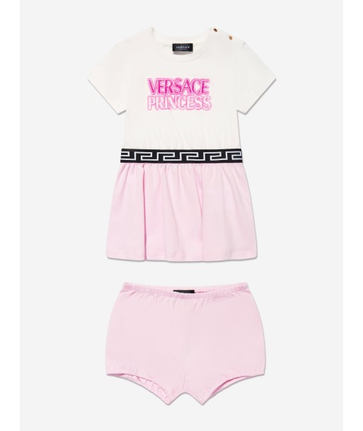 Versace Baby Girls Dress And Knickers Set in Pink prix pour 