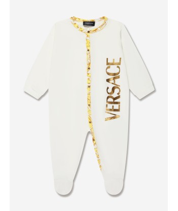 Versace Baby Barocco Logo Babygrow in White Toutes les collections ici