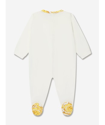 Versace Baby Barocco Logo Babygrow in White Toutes les collections ici