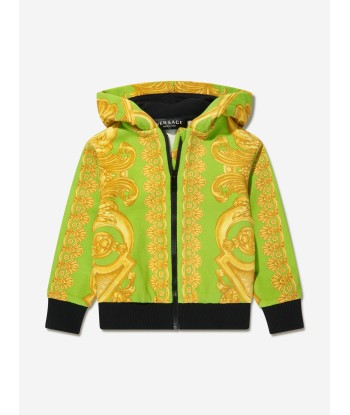 Versace Baby Boys Barocco Zip Up Hoodie in Lime hantent personnes