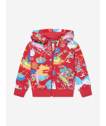 Versace Baby Boys Summer Print Zip Up Hoodie in Red de pas cher