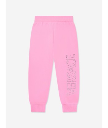 Versace Girls Crystal Logo Joggers in Pink le des métaux précieux