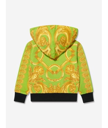 Versace Baby Boys Barocco Zip Up Hoodie in Lime hantent personnes