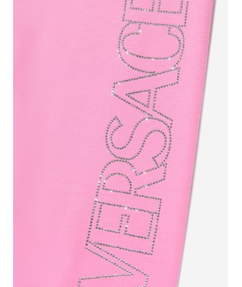 Versace Girls Crystal Logo Joggers in Pink le des métaux précieux