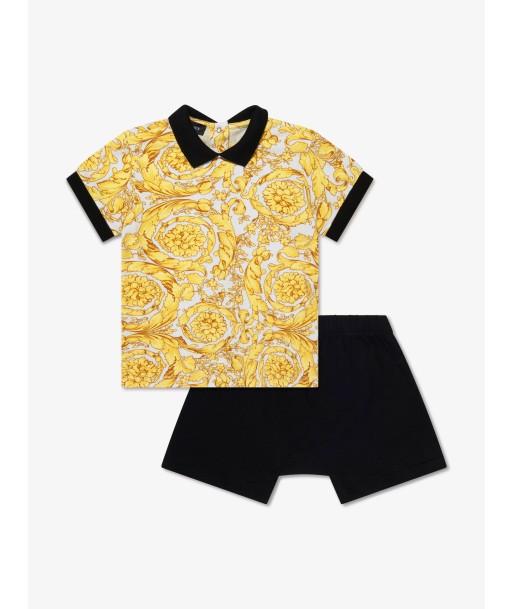 Versace Baby Boys Polo Shirt And Shorts Set in Gold livraison et retour toujours gratuits