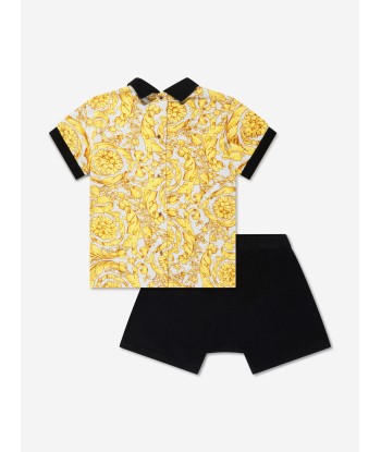 Versace Baby Boys Polo Shirt And Shorts Set in Gold livraison et retour toujours gratuits