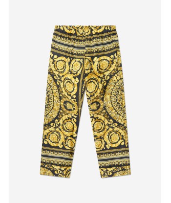 Versace Girls Silk Barocco Trousers in Black hantent personnes