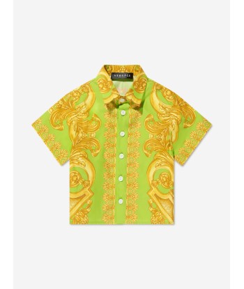 Versace Baby Boys Barroco Short Sleeve Shirt in Lime 2024