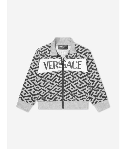 Versace Baby Boys La Greca Logo Zip Up Top in Grey en ligne des produits 