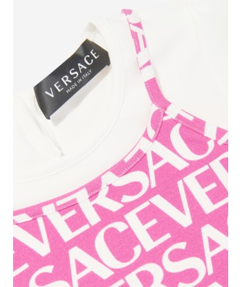 Versace Baby Girls Layered Logo Dress in Pink les ctes