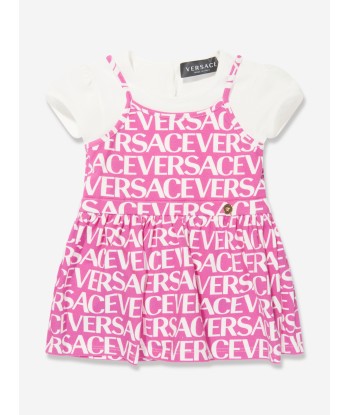 Versace Baby Girls Layered Logo Dress in Pink les ctes