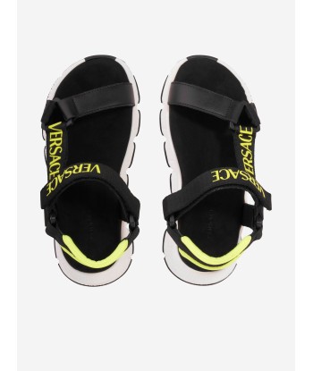 Versace Kids Logo Strap Sandals in Black Dans la société mordern