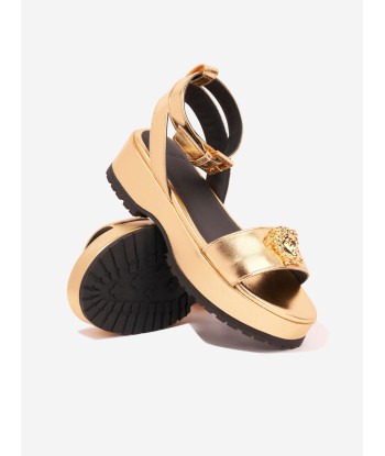 Versace Girls Medusa Platform Sandals in Gold en stock