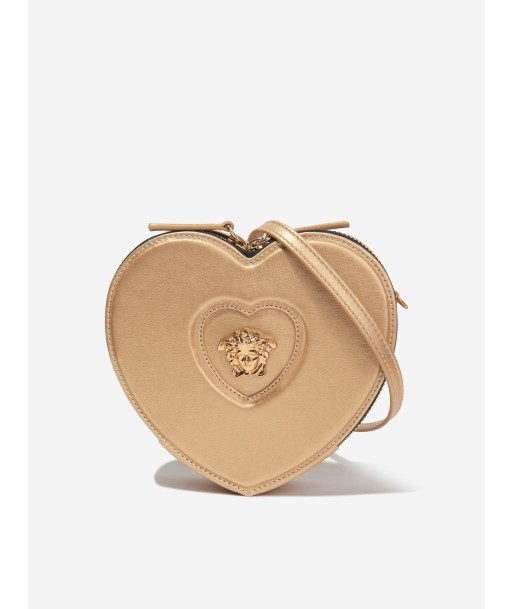 Versace Girls Leather Heart Shoulder Bag in Gold basket pas cher