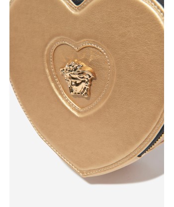 Versace Girls Leather Heart Shoulder Bag in Gold basket pas cher