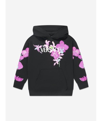 Versace Girls Logo Print Orchid Hoodie in Black 2 - 3 jours ouvrés.