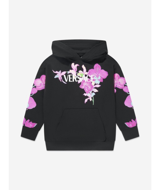 Versace Girls Logo Print Orchid Hoodie in Black 2 - 3 jours ouvrés.