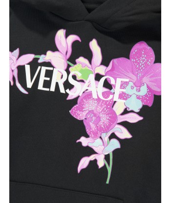 Versace Girls Logo Print Orchid Hoodie in Black 2 - 3 jours ouvrés.