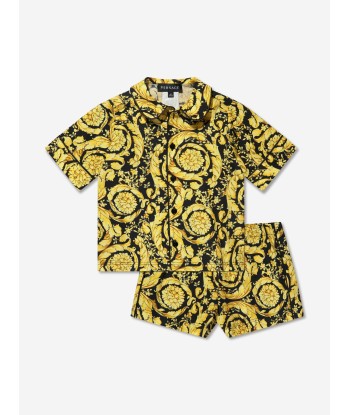 Versace Kids Barocco Short Pyjama Set in Black destockage