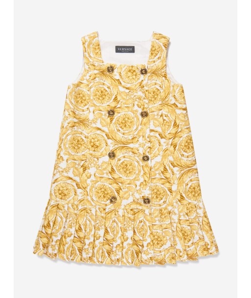 Versace Girls Sleeveless Barocco Dress in Gold en stock