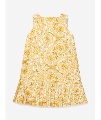 Versace Girls Sleeveless Barocco Dress in Gold en stock