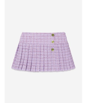 Versace Girls Pleated Tweed Skirt in Lilac est présent 