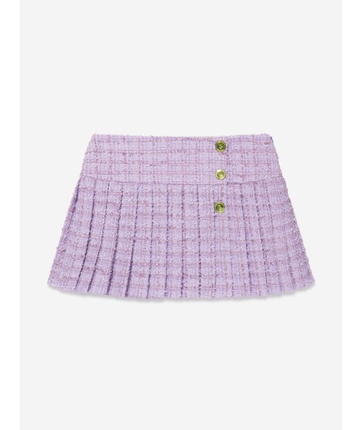 Versace Girls Pleated Tweed Skirt in Lilac est présent 