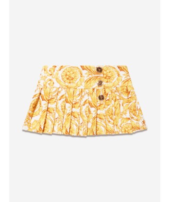 Versace Girls Barocco Pleated Skirt in Gold chez Cornerstreet bien 