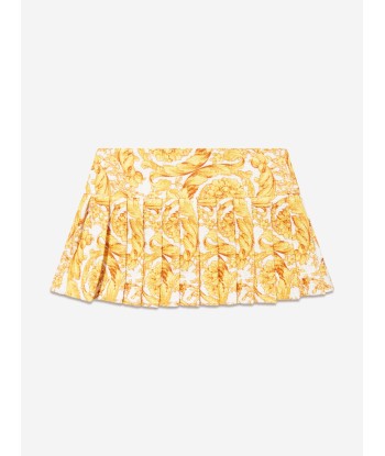 Versace Girls Barocco Pleated Skirt in Gold chez Cornerstreet bien 