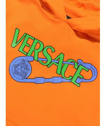 Versace Kids Safety Pin Logo Hoodie in Orange Jusqu'à 80% De Réduction