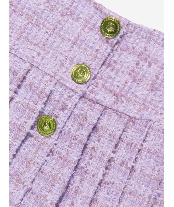 Versace Girls Pleated Tweed Skirt in Lilac est présent 