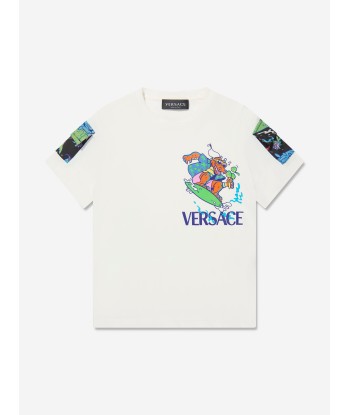 Versace Boys Crocodile Pocket Sleeve T-Shirt in White les ligaments