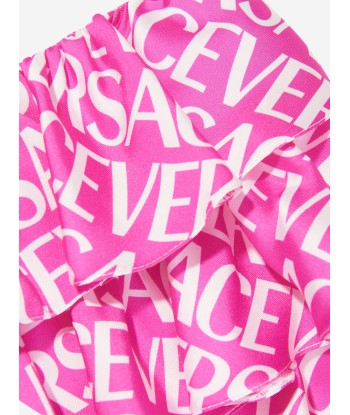 Versace Girls Logo Print Ruffle Skirt in Pink solde