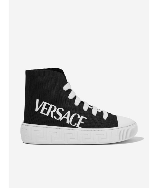 Versace Kids Logo High Top Trainers in Black le concept de la Pate a emporter 