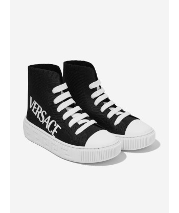 Versace Kids Logo High Top Trainers in Black le concept de la Pate a emporter 