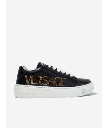 Versace Kids Leather Logo Trainers in Black suggérées chez