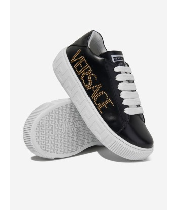 Versace Kids Leather Logo Trainers in Black suggérées chez