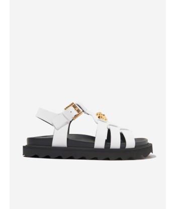 Versace Girls Leather Medusa Sandals in White 2024