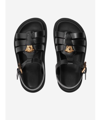 Versace Girls Leather Medusa Sandals in Black paiement sécurisé