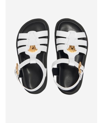 Versace Girls Leather Medusa Sandals in White 2024