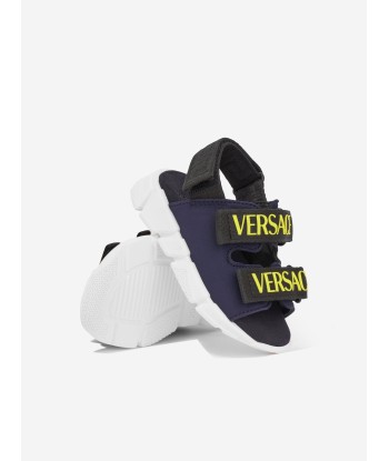 Versace Boys Logo Strap Sandals in Blue Jusqu'à 80% De Réduction