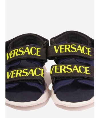 Versace Boys Logo Strap Sandals in Blue Jusqu'à 80% De Réduction