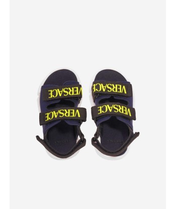 Versace Boys Logo Strap Sandals in Blue Jusqu'à 80% De Réduction