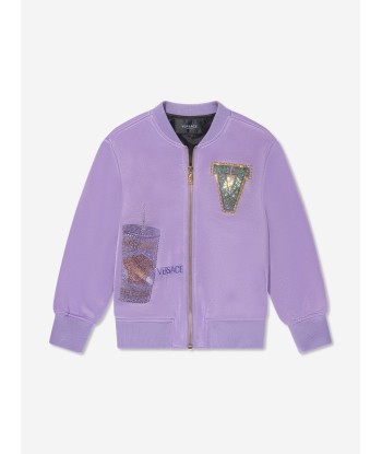 Versace Girls Crystal Studded Bomber Jacket in Lilac plus qu'un jeu 