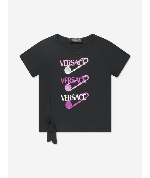 Versace Girls Safety Pin Logo T-Shirt in Black Le MVP de beaucoup